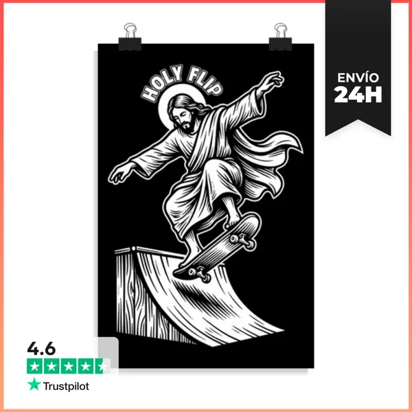 Póster Vertical Jesús Skater - Santo Giro LaTostadora