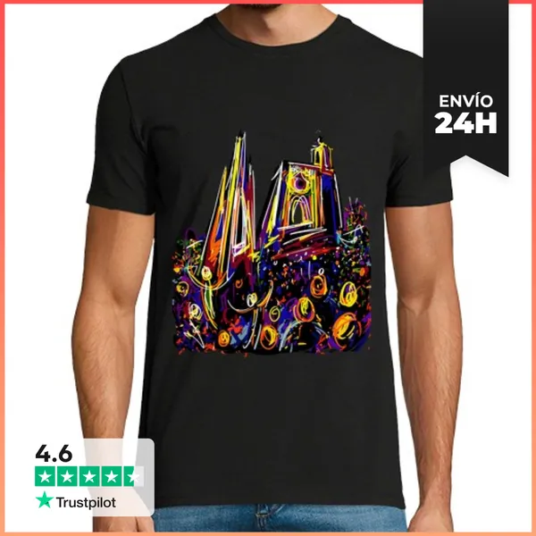 Camiseta Hombre Clásica Hombre, Manga Corta, Negra, Calidad Extra