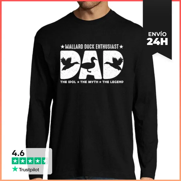 Camiseta Hombre Manga Larga Papá Entusiasta Del Pato Silvestre El