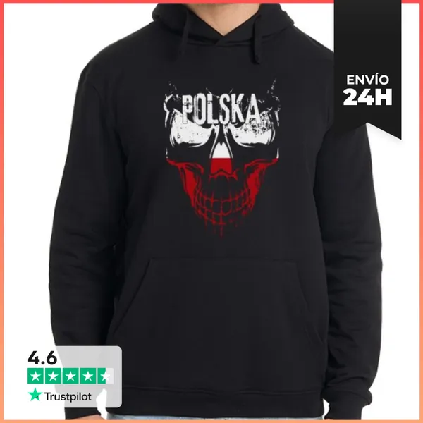Sudadera Unisex Con Capucha Calavera Polonia, Bandera Polonia