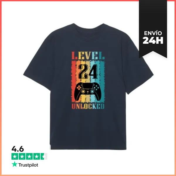Camiseta Oversize Nivel 24 Desbloqueado - Camiseta Vintage Gamer