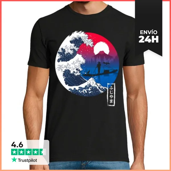 Camiseta Hombre Clásica Pescador Ola LaTostadora