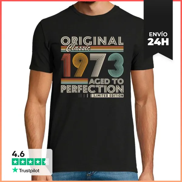Camiseta Hombre Clásica 1973 Vintage Retro Cumpleaños Regalo