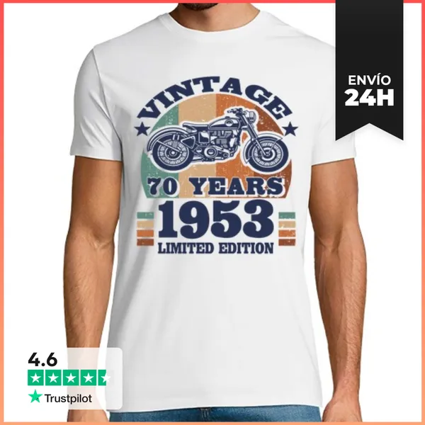 Camiseta Hombre Clásica Aniversario 1953 - 70 Años Cumpleaños