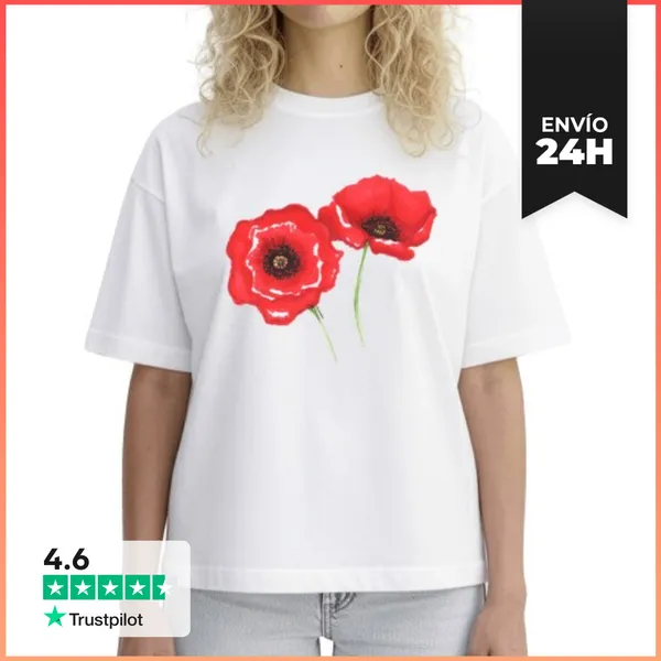 Camiseta Mujer Boxy Amapolas LaTostadora