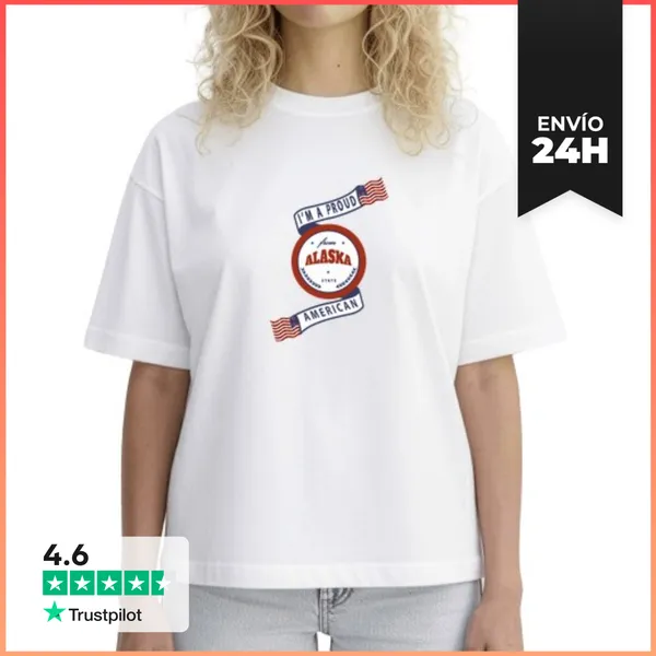 Camiseta Mujer Boxy Insignia Del Estado De Alaska Orgulloso