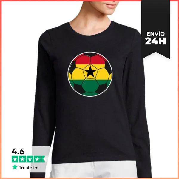 Camiseta Mujer Manga Larga Equipo De Fútbol Ghana LaTostadora