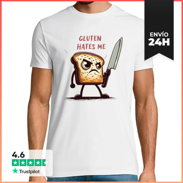 Camiseta Hombre Clásica El Gluten Kawaii Me Odia LaTostadora