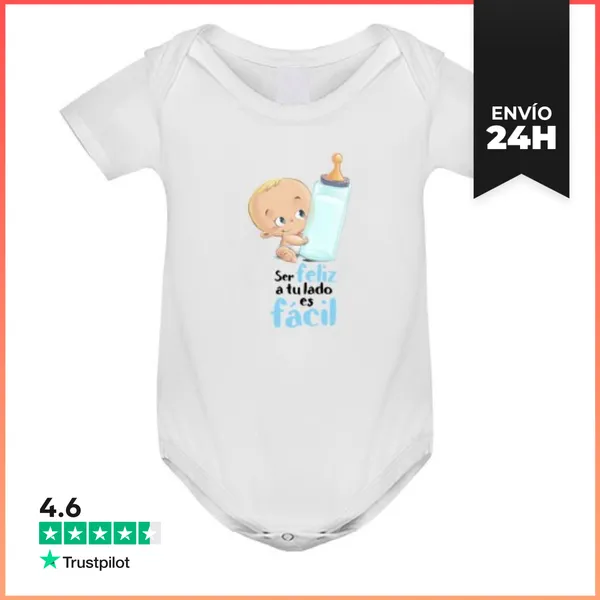 Body Bebé Bebe Con Biberon Niño Ser Feliz - Body LaTostadora