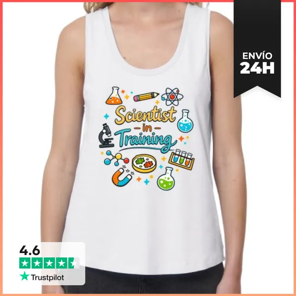 Camiseta Mujer Sin Mangas, Loose Fit Científico En Formación