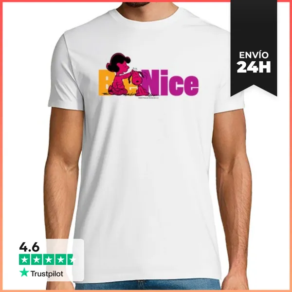 Camiseta Hombre Clásica Snoopy Be Nice LaTostadora