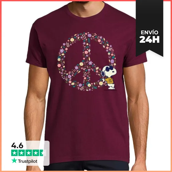 Camiseta Hombre Clásica Joe Cool Snoopy Peace LaTostadora