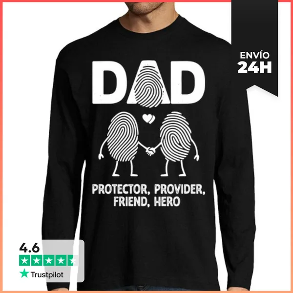 Camiseta Hombre Manga Larga DAD PROTECTOR PROVIDER FRIEND HERO