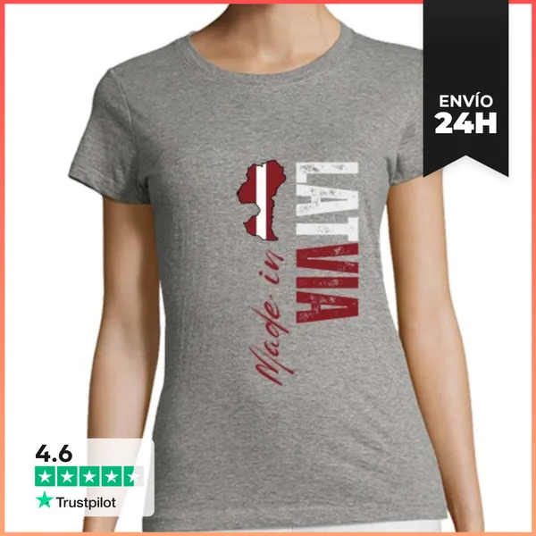 Camiseta Mujer Clásica Hecho En Letonia, Orgullo Letón