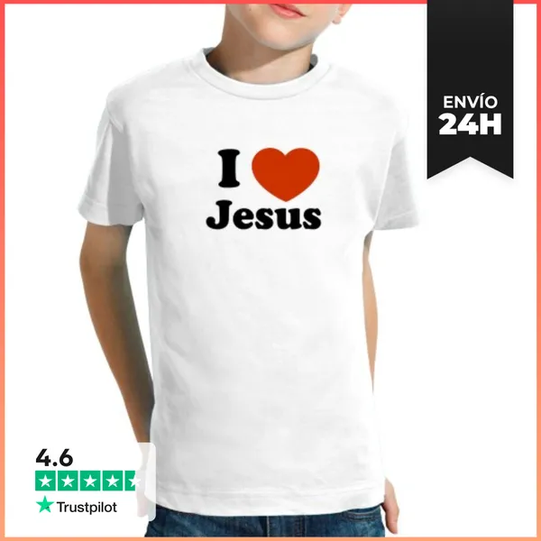 Camiseta Clásica Para Niños I Love Jesus LaTostadora