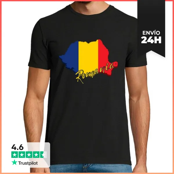 Camiseta Hombre Clásica Bandera De Rumania, Amo Rumania