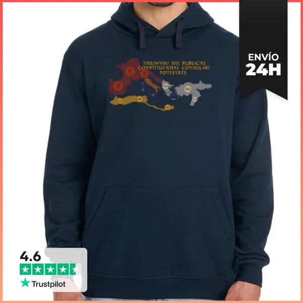Sudadera Unisex Con Capucha Mapa Segundo Triunvirato LaTostadora