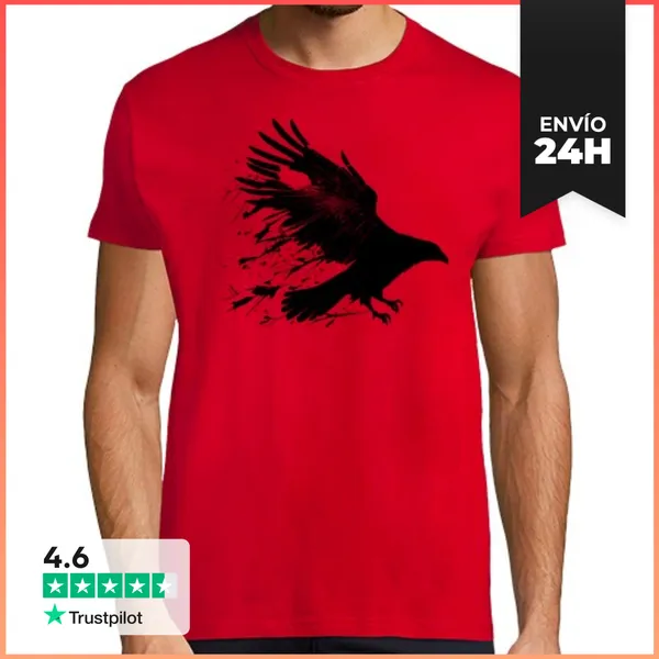 Camiseta Hombre Clásica Dark Raven Vikingo Nordic Myth Vikingo