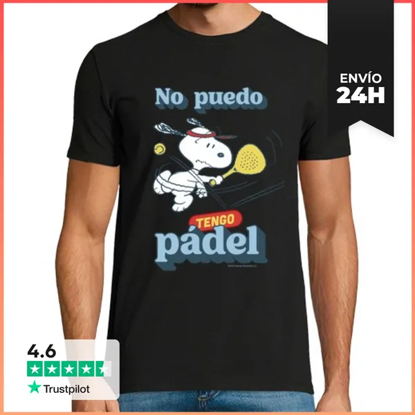 Camiseta Hombre Clásica No Puedo Tengo Pádel Snoopy LaTostadora