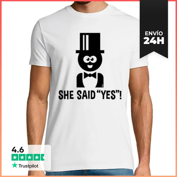 Camiseta Hombre Clásica Novio - Ella Dijo Que Sí - Boda - B