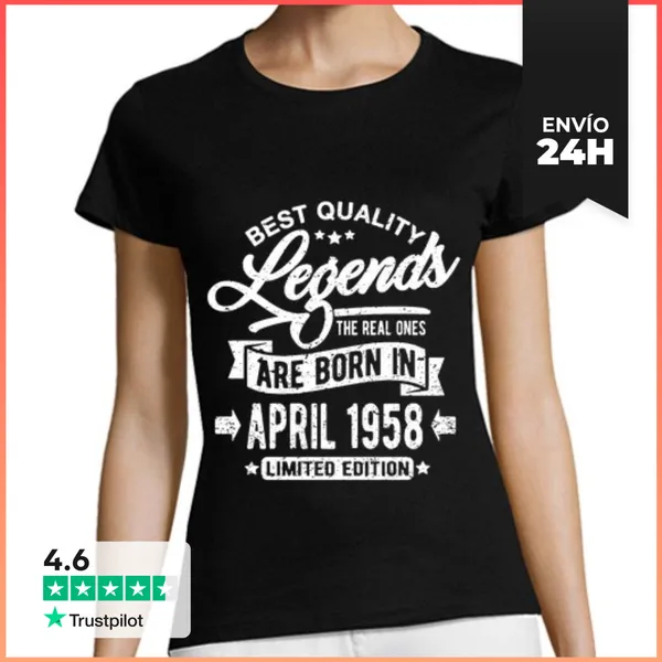 Camiseta Mujer Clásica Leyendas Nacen En Abril 1958 LaTostadora