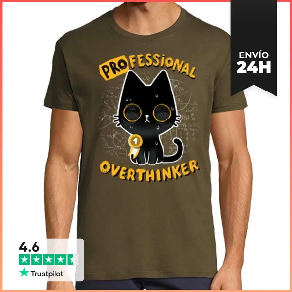 Camiseta Hombre Clásica Professional Overthinker - Stress Cat