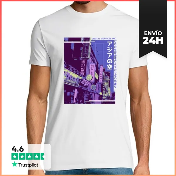 Camiseta Hombre Clásica Vaporwave De La Calle Asiática