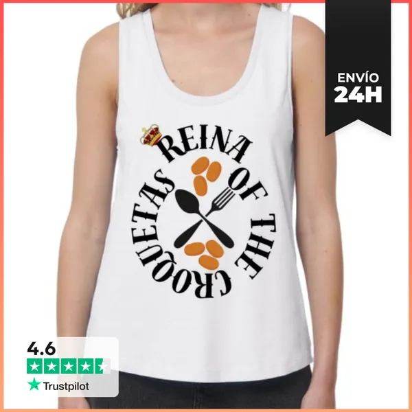 Camiseta Mujer Sin Mangas, Loose Fit Reina De Las Croquetas