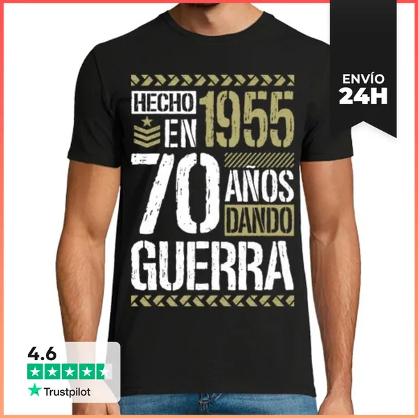 Camiseta Hombre Clásica 70 Cumpleaños Hecho En 1955 70 Años Dando