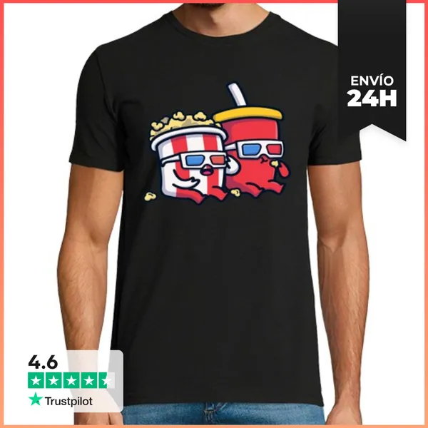 Camiseta Hombre Clásica Palomitas Y Bebida LaTostadora