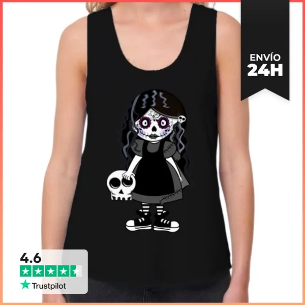 Camiseta Mujer Sin Mangas, Loose Fit NIÑA CALAVERA DE AZUCAR
