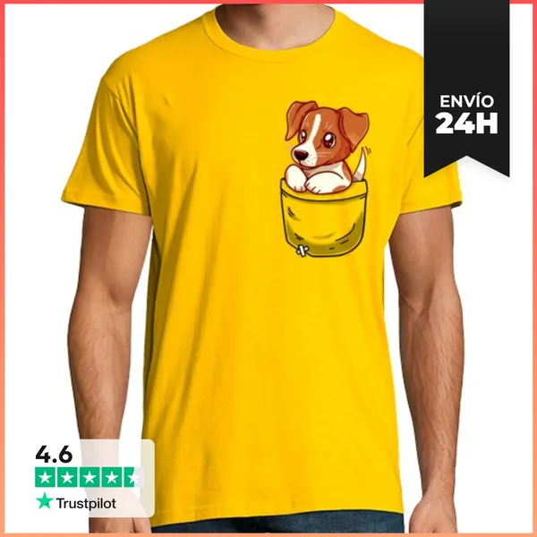 Camiseta Hombre Clásica Bolsillo Lindo Jack Russell Terrier -
