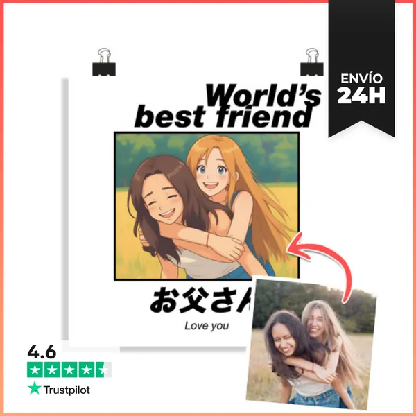 Póster Cuadrado Efecto Anime Póster Worlds Best Friend Foto