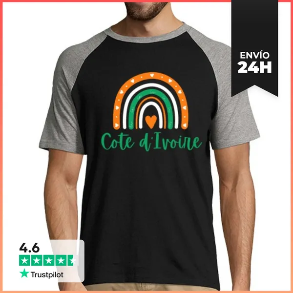 Camiseta Hombre, Estilo Béisbol Costa De Marfil Bohemia Arcoíris