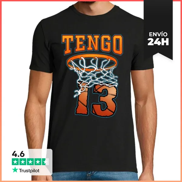 Camiseta Hombre Clásica Cumpleaños 13 Años Baloncesto LaTostadora