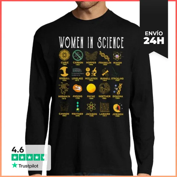 Camiseta Hombre Manga Larga Mujeres En La Ciencia LaTostadora