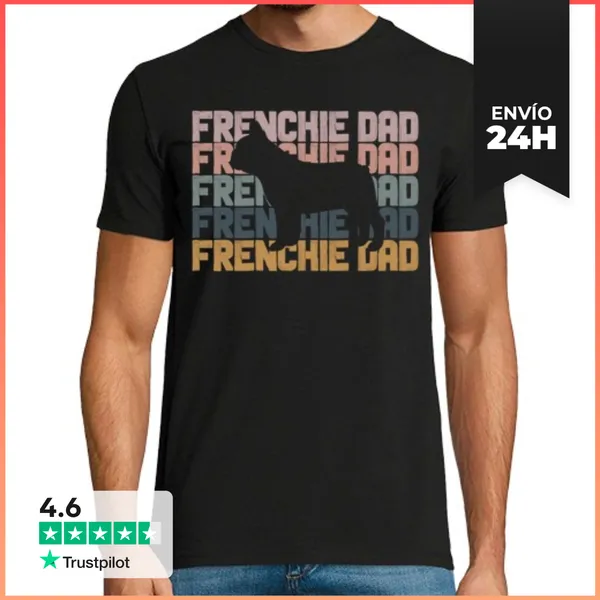 Camiseta Hombre Clásica Frenchie Dad Estilo De Pincel De Moda F