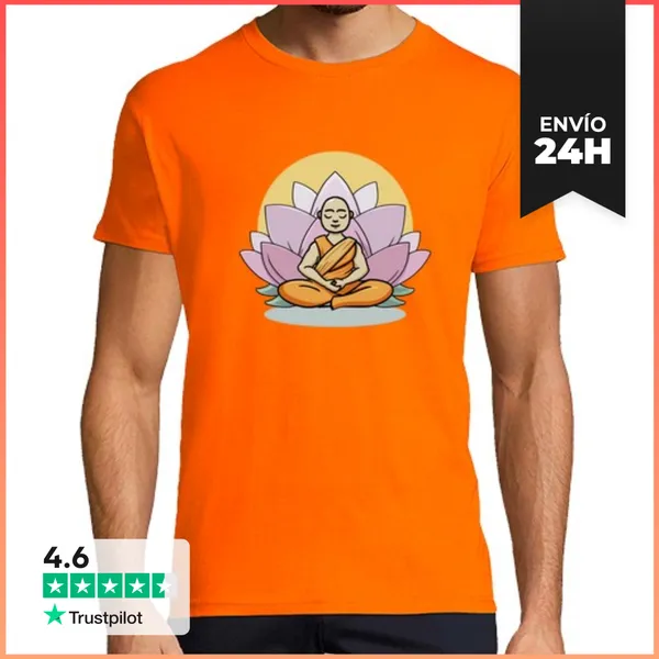 Camiseta Hombre Clásica Monje Budista Meditando 001 LaTostadora