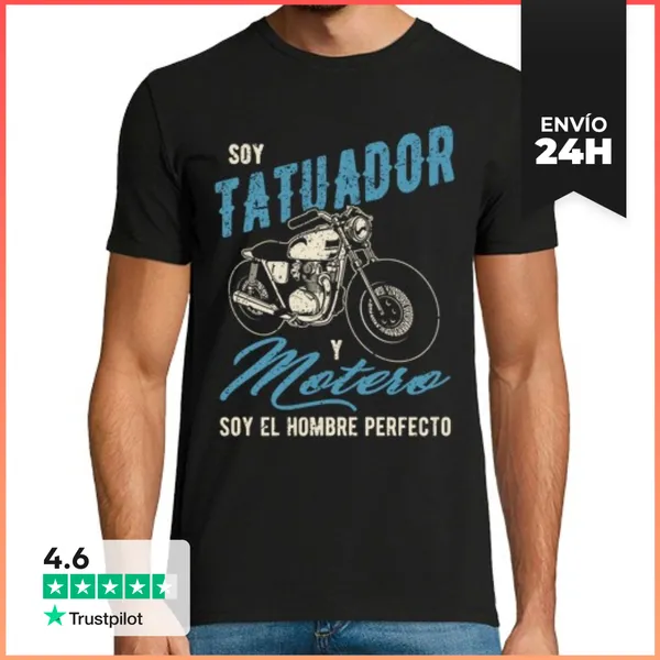 Camiseta Hombre Clásica Tatuador Y Motero LaTostadora