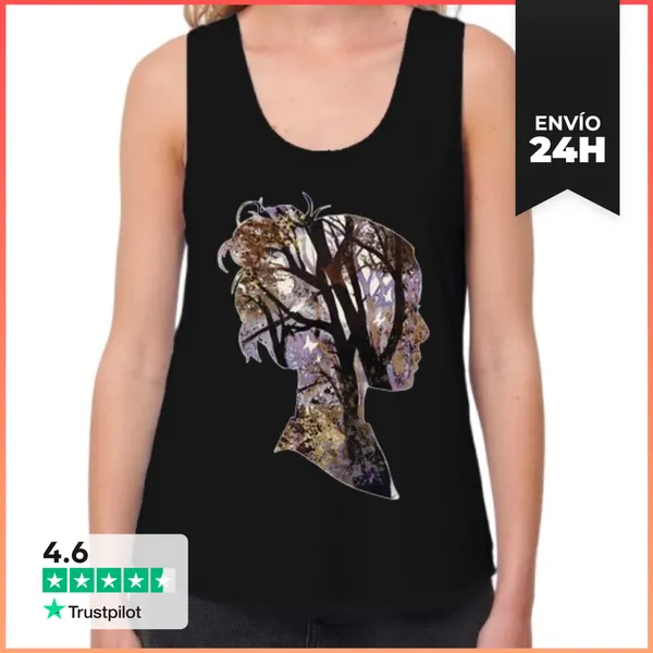 Camiseta Mujer Sin Mangas, Loose Fit Mi Bosque Interior- MARRÓN
