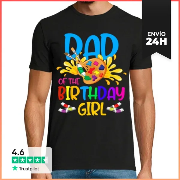 Camiseta Hombre Clásica Papá De La Niña De Cumpleaños Dona Rosa