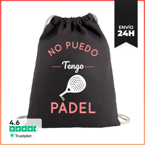 Mochila Saco Con Cuerdas No Puedo Tengo Pádel - Rosa Y Blanco