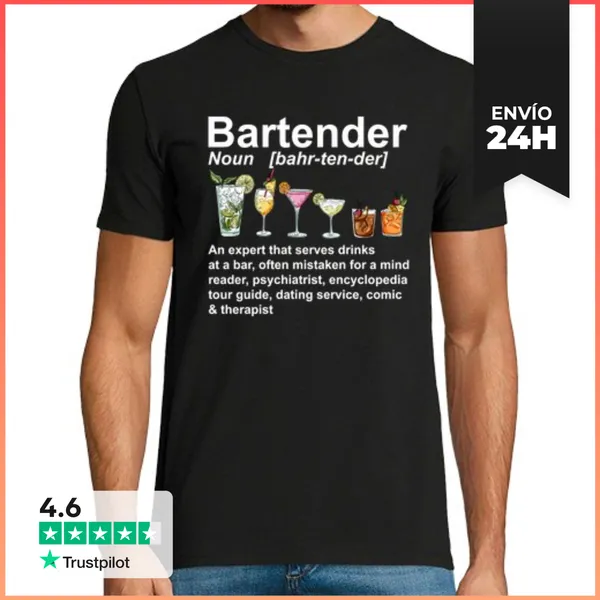 Camiseta Hombre Clásica Chistosas Trago De Tequila Barman Bebida