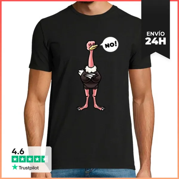 Camiseta Hombre Clásica Obstinado Avestruz Ornitólogo Struthio