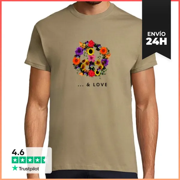 Camiseta Hombre Clásica Paz Y Amor LaTostadora