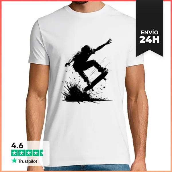 Camiseta Hombre Clásica Diseño De Trucos De Patineta Patinaje S