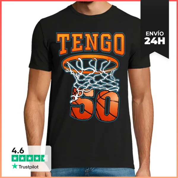 Camiseta Hombre Clásica Cumpleaños 50 Años Baloncesto Deporte