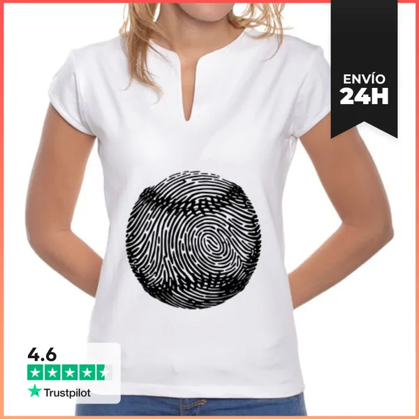 Camiseta Mujer Cuello Mao Pasión Por El Béisbol Obra De Arte De B