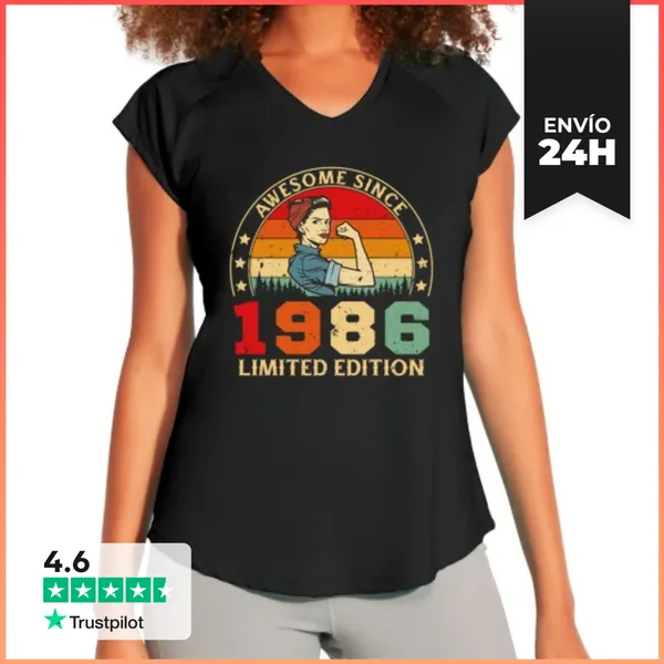 Camiseta Deportiva Mujer 40 Cumpleaños 40 Años Vintage 1986