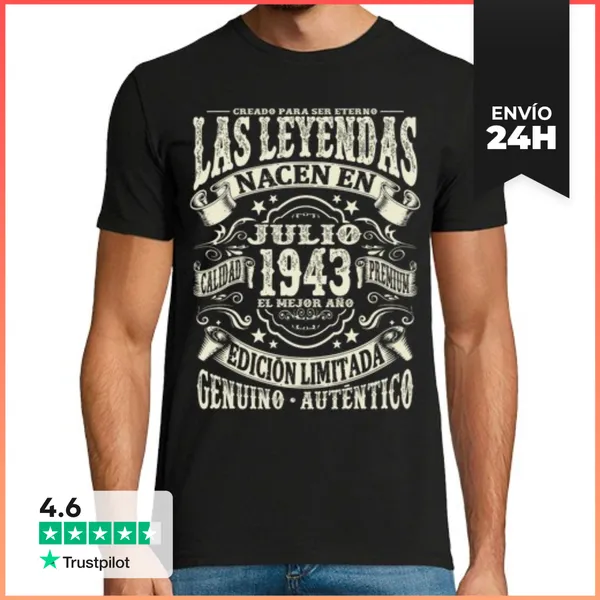 Camiseta Hombre Clásica 80 Años - Leyenda De Julio De 1943